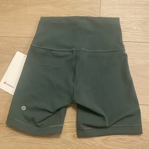 2 pairs Lulu Lemon Wunder Train HR Short 6”- Green & Maroon